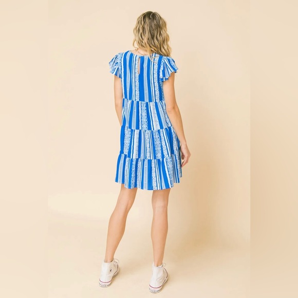 Flying Tomato Layered Ruffle Sleeve Bohemian Mini Dress sz L - Picture 5 of 5